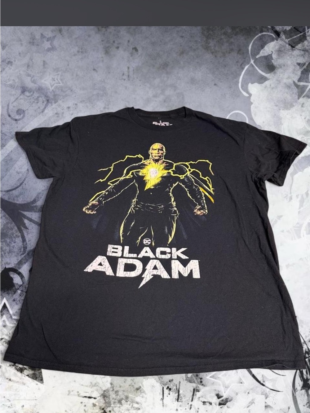 DC Black Adam Black Graphic Tee with Yellow Lightning